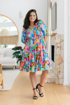 Proud Poppy Clothing Peri Party Dress in Floral Fancy by Kasey Rainbow Outlet