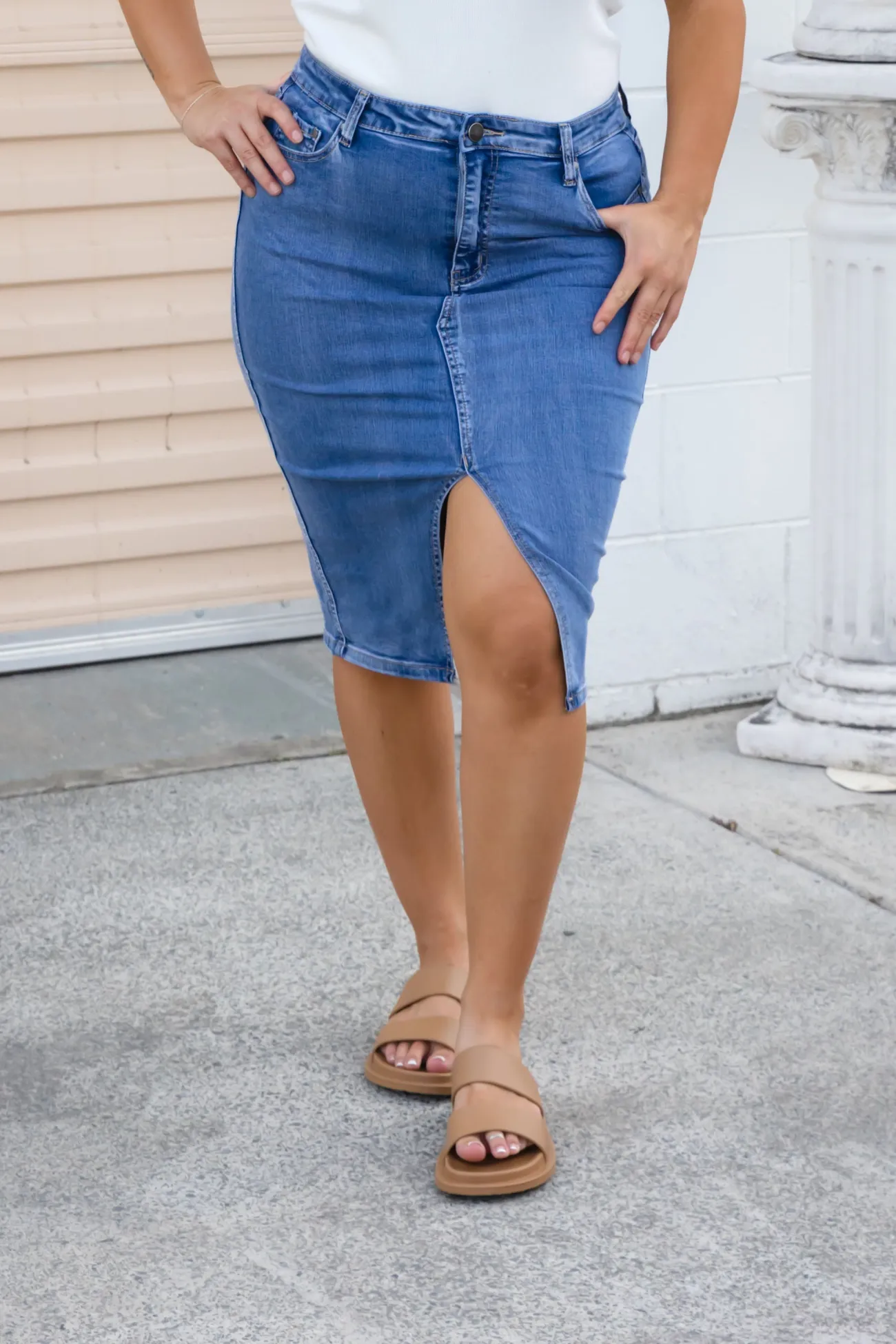 Proud Poppy Clothing Riley Denim Midi Skirt Online