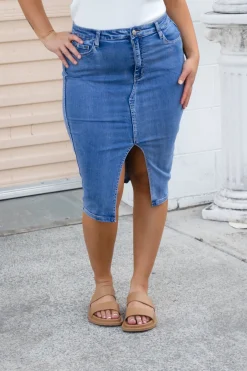 Proud Poppy Clothing Riley Denim Midi Skirt Online