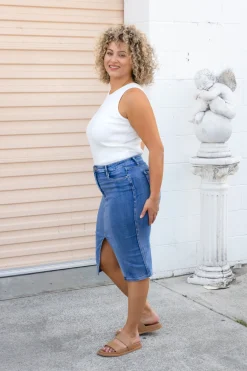 Proud Poppy Clothing Riley Denim Midi Skirt Online