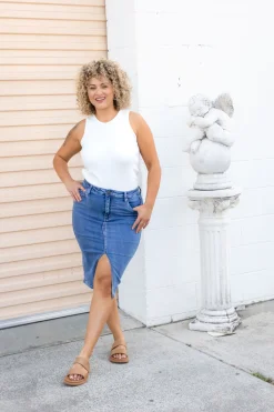Proud Poppy Clothing Riley Denim Midi Skirt Online
