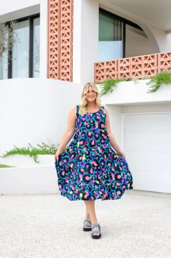 Proud Poppy Clothing Ronnie Dress in Kasey Leopard by Kasey Rainbow Clearance