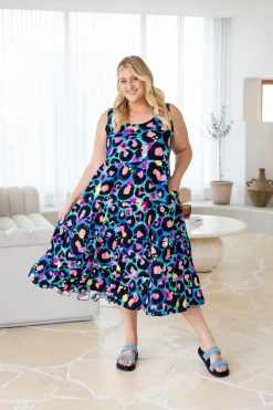 Proud Poppy Clothing Ronnie Dress in Kasey Leopard by Kasey Rainbow Clearance