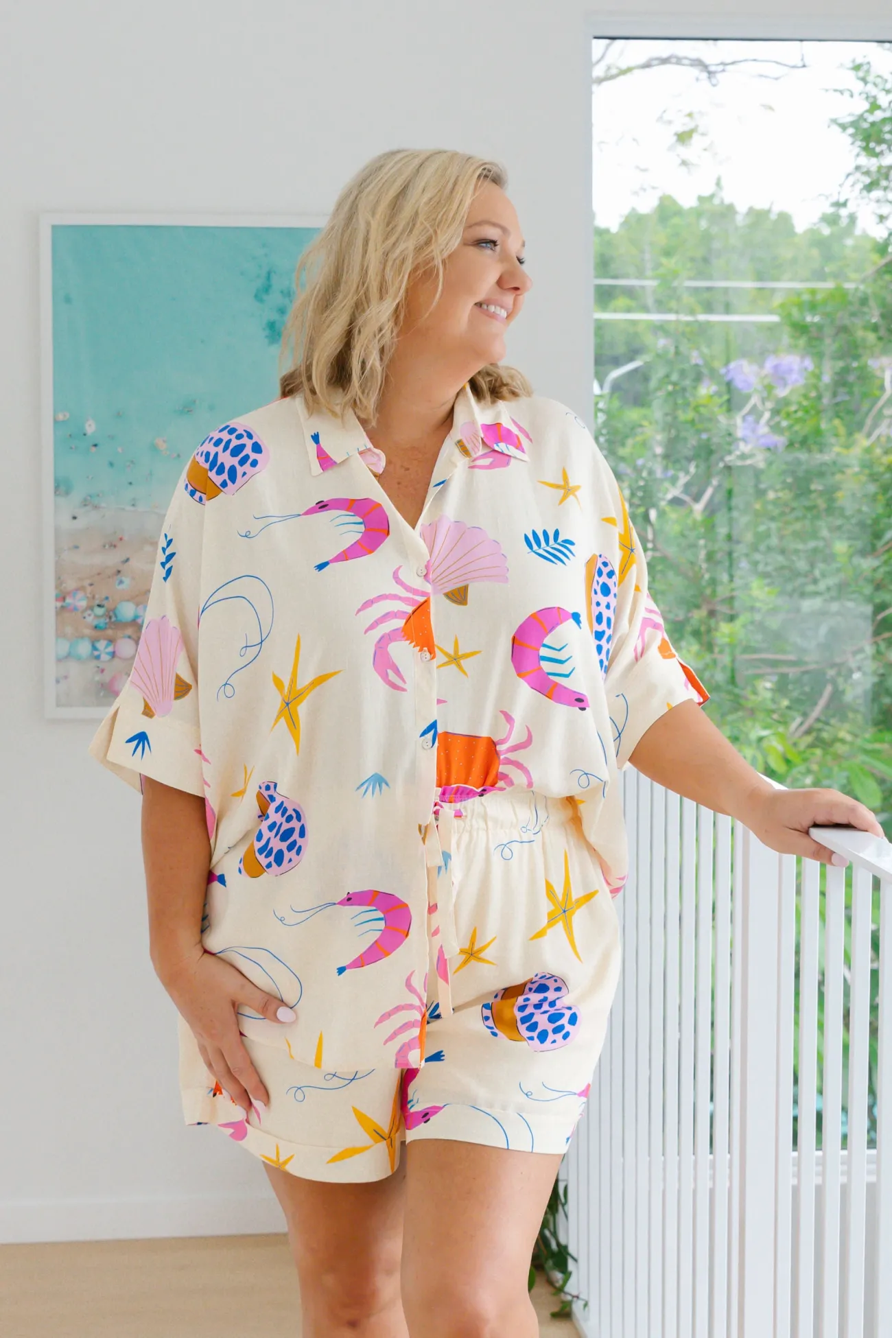 Proud Poppy Clothing Shelley Bamboo Blend Shorts in Crabby Patty CrabbyPatty New