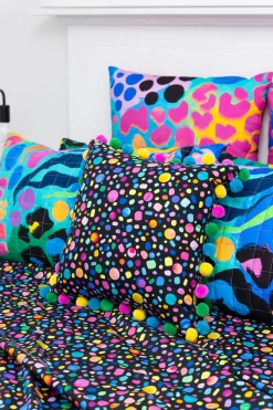 Proud Poppy Clothing Sleep Bright Black Pebble Pom Pom Filled Cushion by Kasey Rainbow Sale