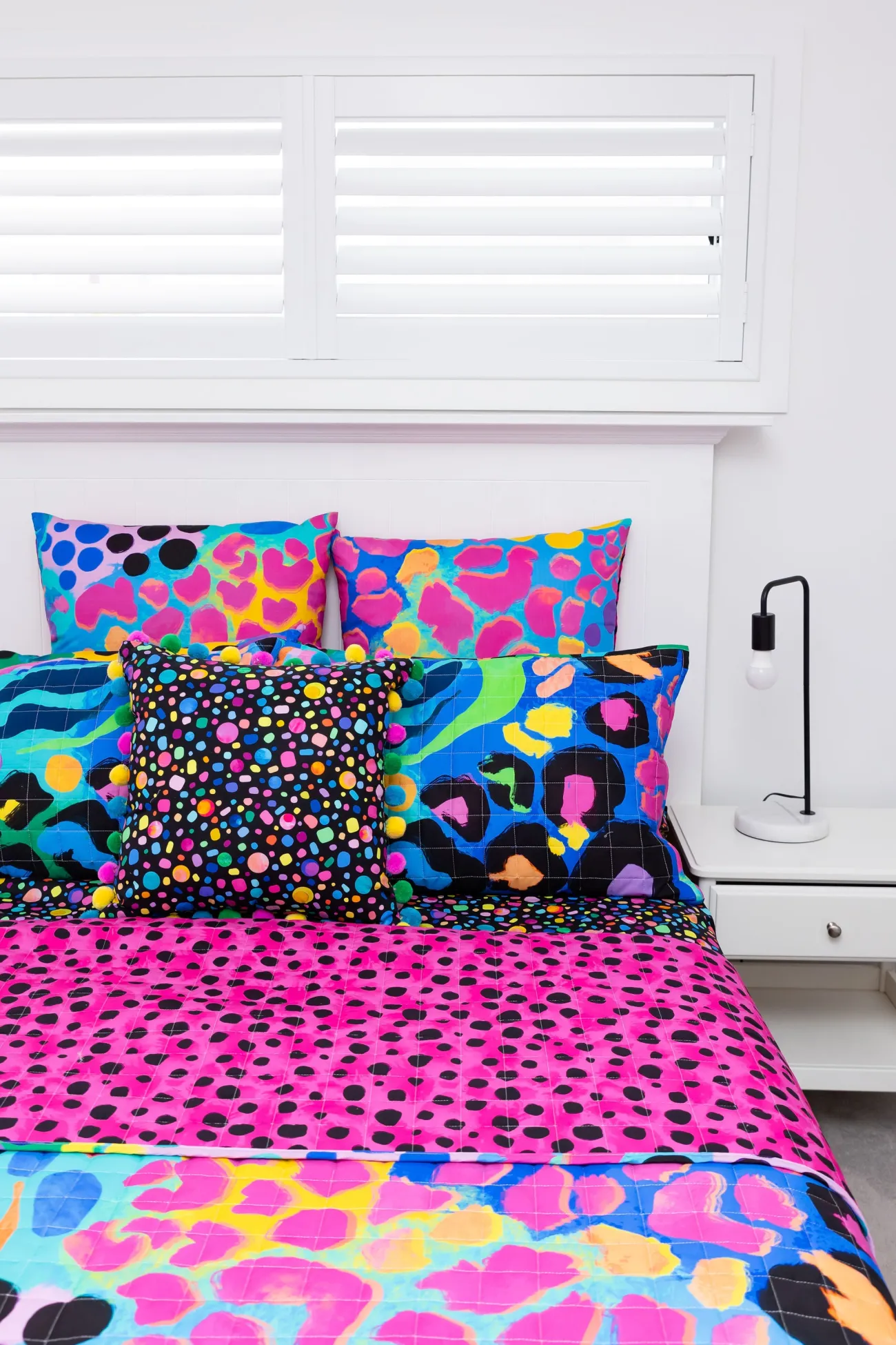 Proud Poppy Clothing Sleep Bright Black Pebble Pom Pom Filled Cushion by Kasey Rainbow Sale
