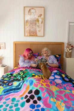 Proud Poppy Clothing Sleep Bright Electric Leopard Quilt Cover Set by Kasey Rainbow New