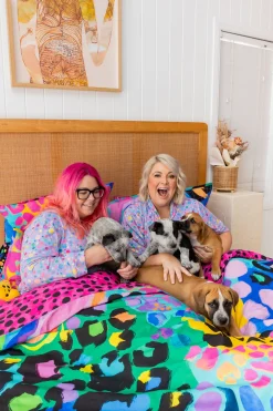 Proud Poppy Clothing Sleep Bright Electric Leopard Quilt Cover Set by Kasey Rainbow New