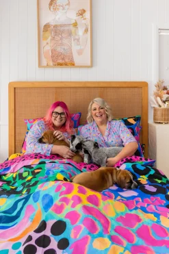Proud Poppy Clothing Sleep Bright Electric Leopard Quilt Cover Set by Kasey Rainbow New