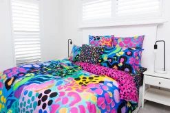 Proud Poppy Clothing Sleep Bright Electric Leopard Quilt Cover Set by Kasey Rainbow New