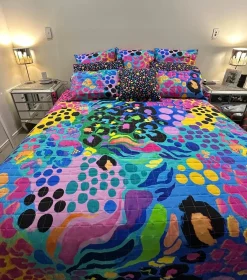 Proud Poppy Clothing Sleep Bright Electric Leopard Quilted Coverlet Set by Kasey Rainbow Clearance