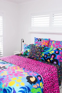 Proud Poppy Clothing Sleep Bright Electric Leopard Quilted Coverlet Set by Kasey Rainbow Clearance