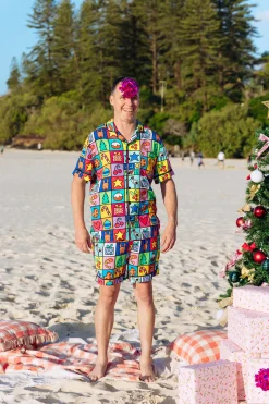 Proud Poppy Clothing Snowman Shirt & Shorts Pyjama Set in Christmas Checkers by Kasey Rainbow Clearance