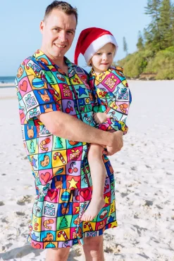 Proud Poppy Clothing Snowman Shirt & Shorts Pyjama Set in Christmas Checkers by Kasey Rainbow Clearance