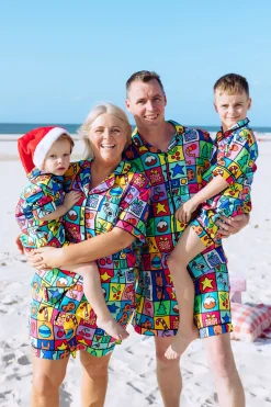 Proud Poppy Clothing Snowman Shirt & Shorts Pyjama Set in Christmas Checkers by Kasey Rainbow Clearance