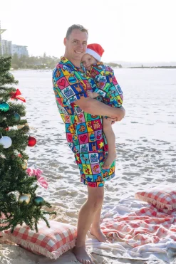 Proud Poppy Clothing Snowman Shirt & Shorts Pyjama Set in Christmas Checkers by Kasey Rainbow Clearance
