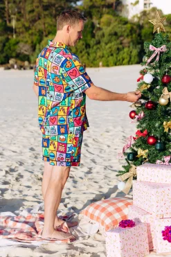 Proud Poppy Clothing Snowman Shirt & Shorts Pyjama Set in Christmas Checkers by Kasey Rainbow Clearance