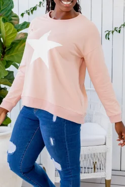 Proud Poppy Clothing Star Crew Sweater in Dusty Pink DustyPink Discount