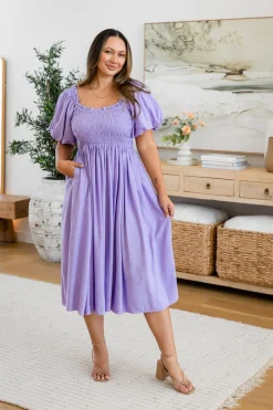 Proud Poppy Clothing Stelle Linen Blend Dress in Lavender Fashion