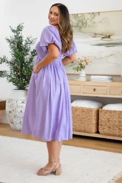 Proud Poppy Clothing Stelle Linen Blend Dress in Lavender Fashion