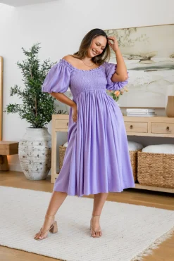 Proud Poppy Clothing Stelle Linen Blend Dress in Lavender Fashion