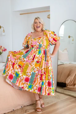 Proud Poppy Clothing Stelle Linen Blend Dress in Summer Crush SummerCrush Outlet