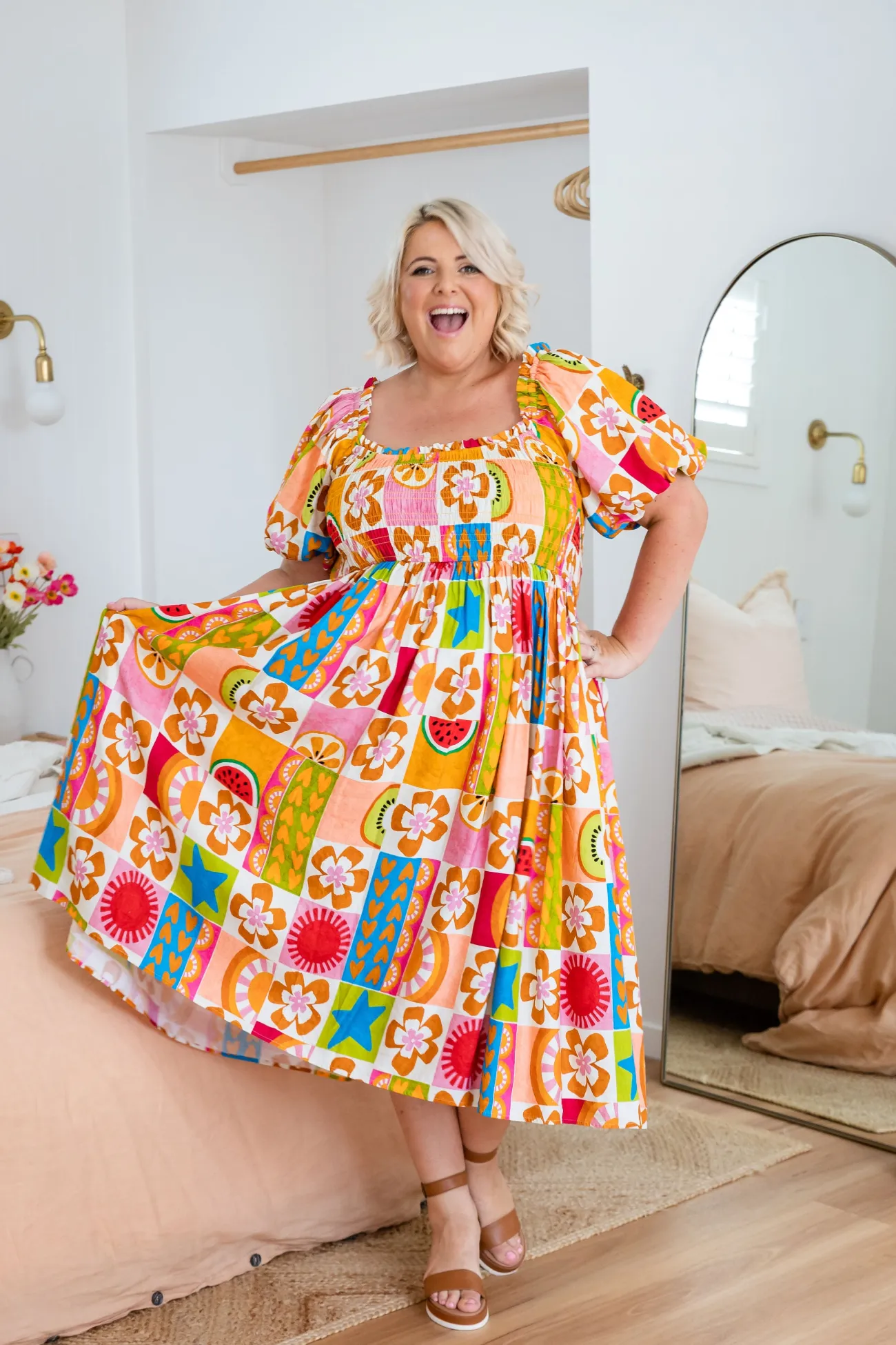Proud Poppy Clothing Stelle Linen Blend Dress in Summer Crush SummerCrush Outlet