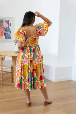 Proud Poppy Clothing Stelle Linen Blend Dress in Summer Crush SummerCrush Outlet