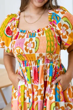 Proud Poppy Clothing Stelle Linen Blend Dress in Summer Crush SummerCrush Outlet