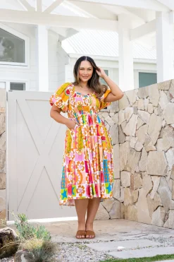 Proud Poppy Clothing Stelle Linen Blend Dress in Summer Crush SummerCrush Outlet