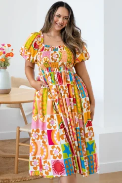 Proud Poppy Clothing Stelle Linen Blend Dress in Summer Crush SummerCrush Outlet