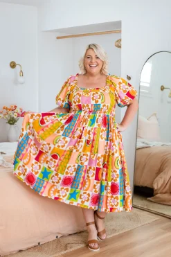 Proud Poppy Clothing Stelle Linen Blend Dress in Summer Crush SummerCrush Outlet
