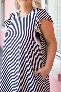 Proud Poppy Clothing Stevie Dress in Candy Stripe Navy CandyStripeNavy Sale