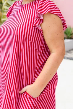 Proud Poppy Clothing Stevie Dress in Candy Stripe Pink/Red CandyStripePink/Red New