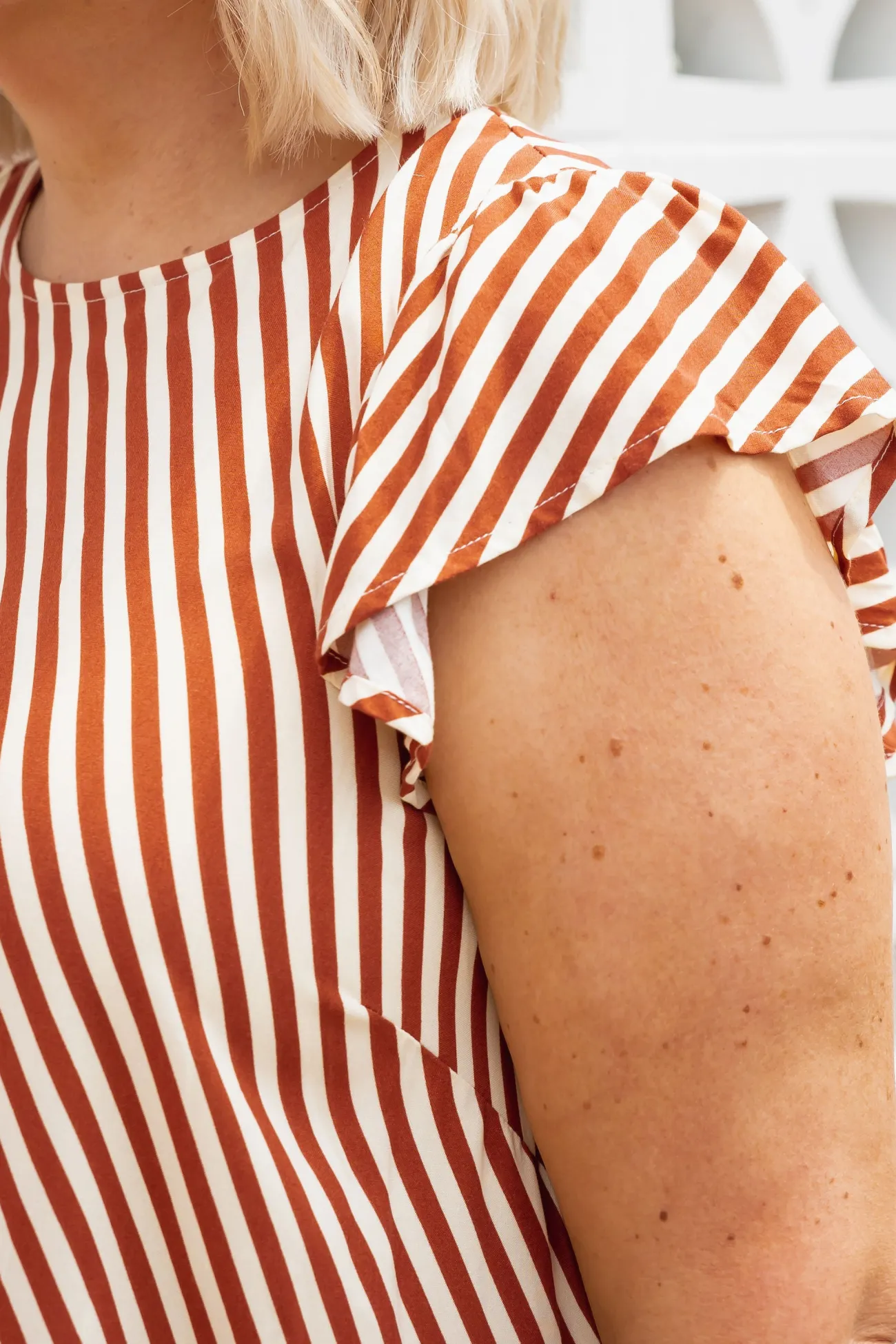 Proud Poppy Clothing Stevie Dress in Candy Stripe Rust CandyStripeRust Online