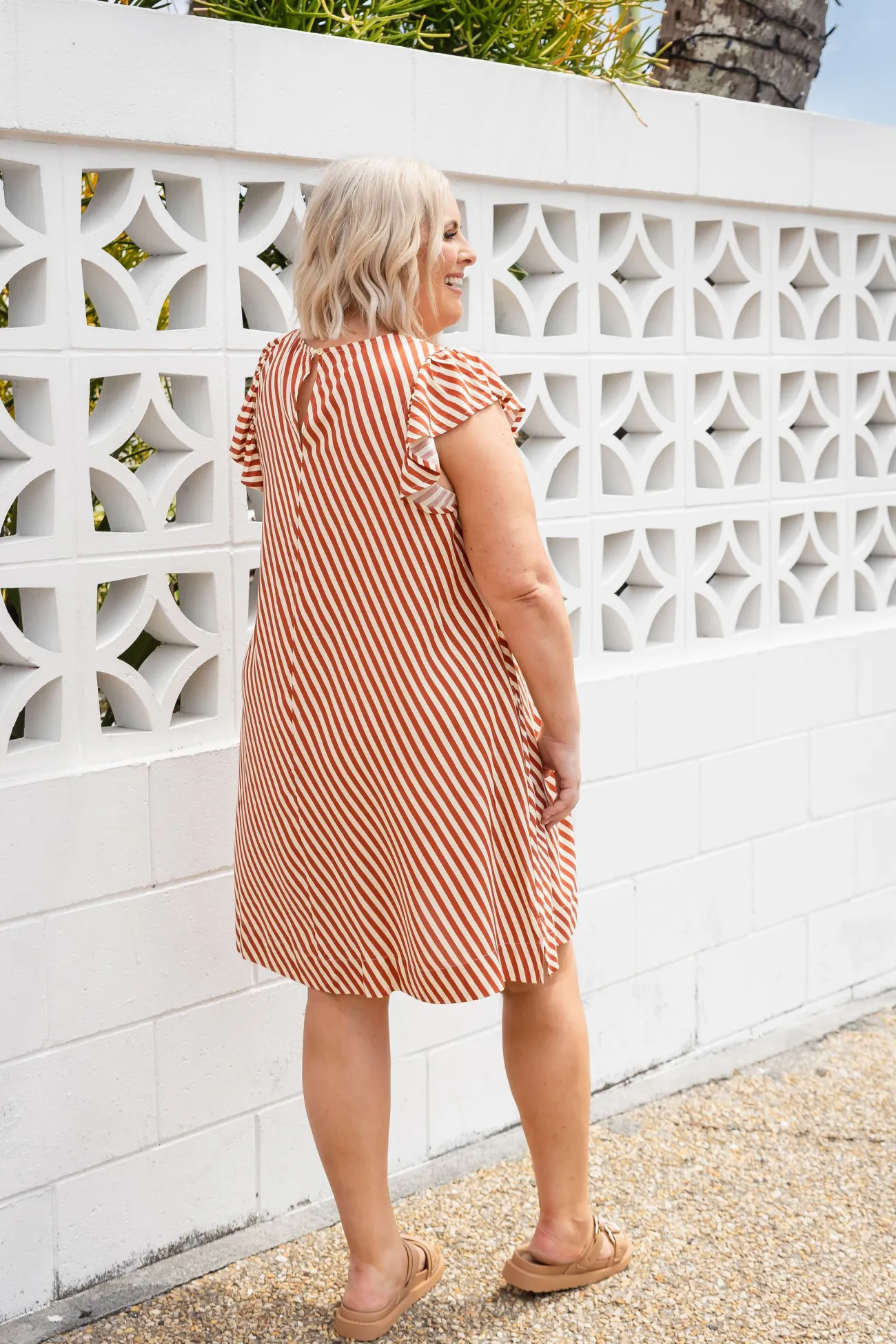 Proud Poppy Clothing Stevie Dress in Candy Stripe Rust CandyStripeRust Online