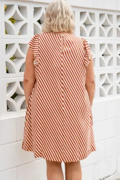 Proud Poppy Clothing Stevie Dress in Candy Stripe Rust CandyStripeRust Online