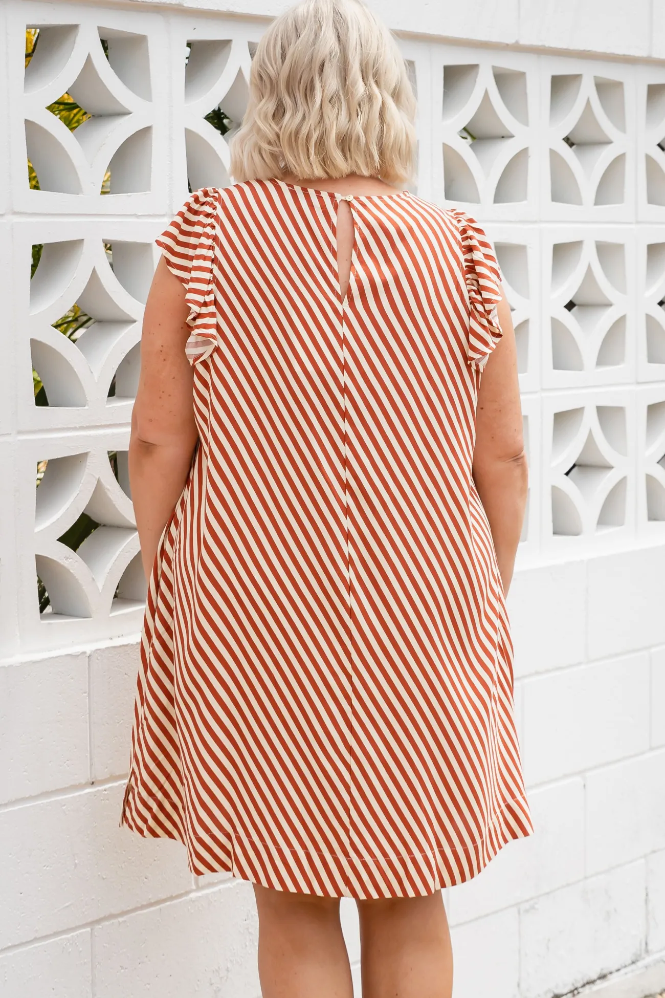 Proud Poppy Clothing Stevie Dress in Candy Stripe Rust CandyStripeRust Online