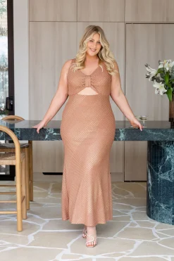 Proud Poppy Clothing Tallulah Maxi Dress in Rust & Gold Rust&Gold Discount