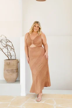 Proud Poppy Clothing Tallulah Maxi Dress in Rust & Gold Rust&Gold Discount