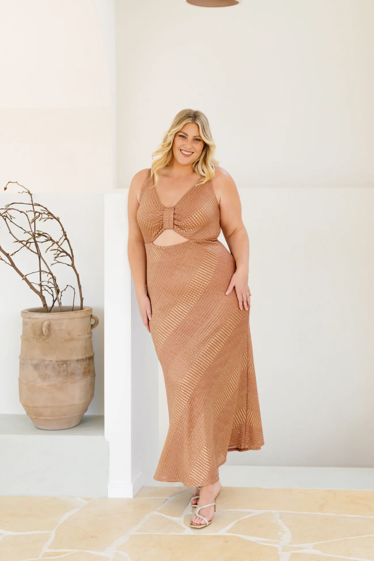 Proud Poppy Clothing Tallulah Maxi Dress in Rust & Gold Rust&Gold Discount