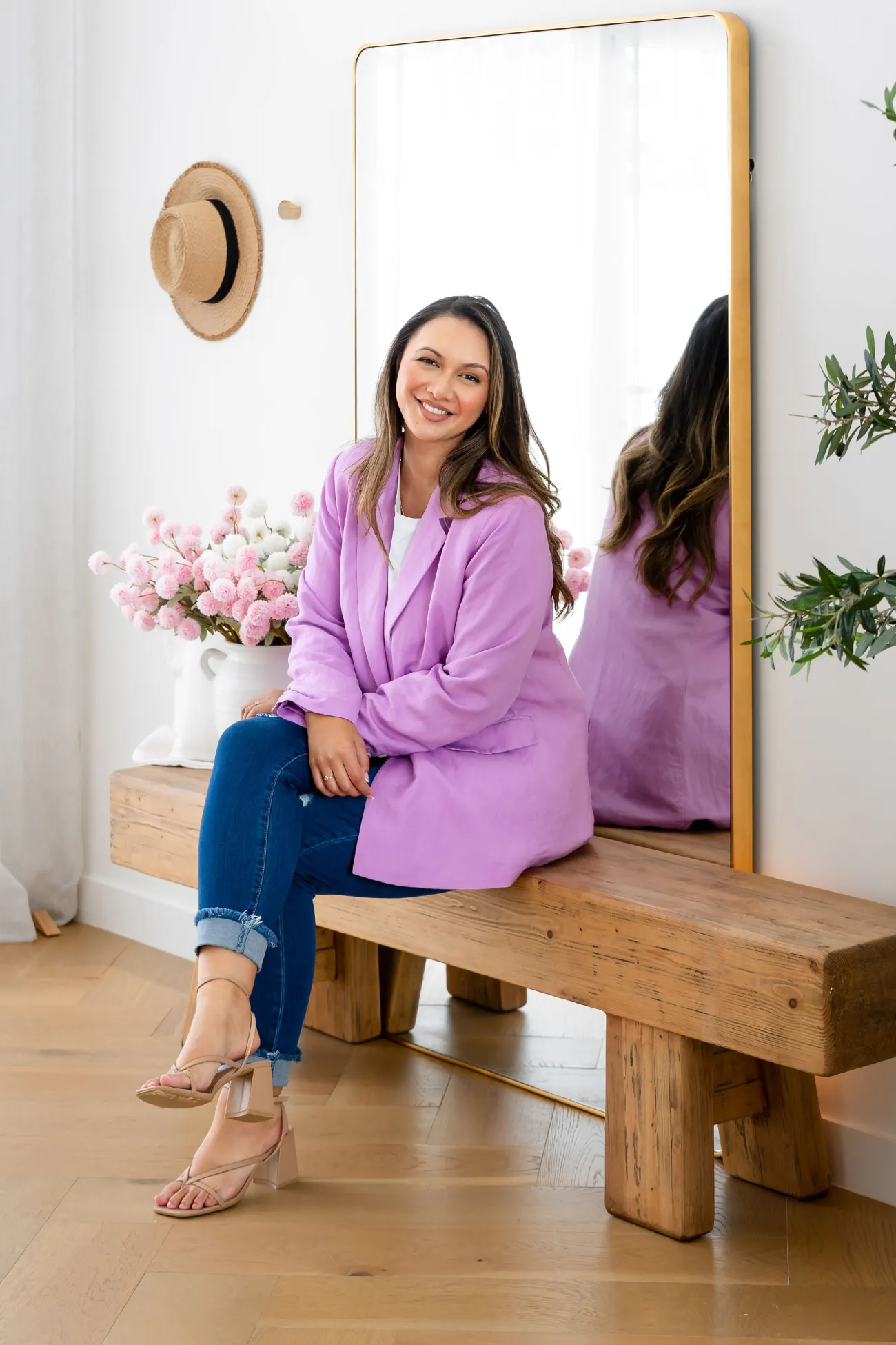 Proud Poppy Clothing Tammy Linen Blend Blazer in Berry Outlet
