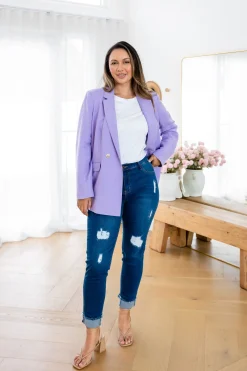 Proud Poppy Clothing Tammy Linen Blend Blazer in Lavender Sale