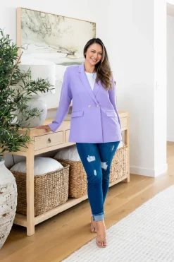 Proud Poppy Clothing Tammy Linen Blend Blazer in Lavender Sale