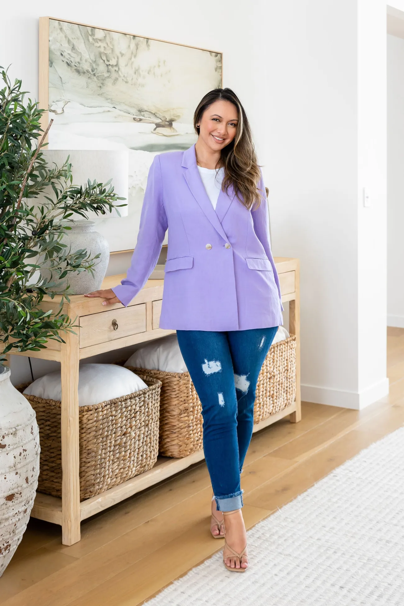 Proud Poppy Clothing Tammy Linen Blend Blazer in Lavender Sale