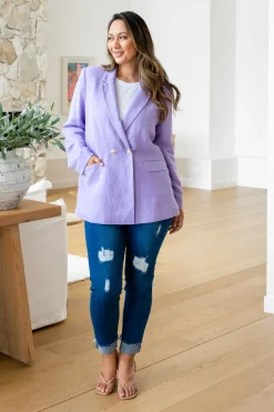 Proud Poppy Clothing Tammy Linen Blend Blazer in Lavender Sale