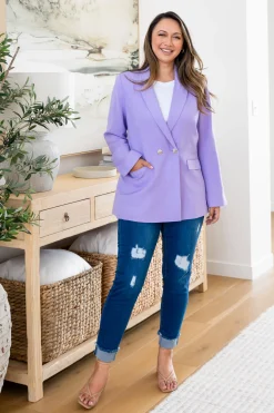 Proud Poppy Clothing Tammy Linen Blend Blazer in Lavender Sale
