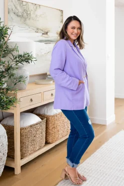 Proud Poppy Clothing Tammy Linen Blend Blazer in Lavender Sale