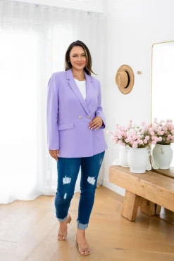 Proud Poppy Clothing Tammy Linen Blend Blazer in Lavender Sale