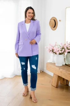 Proud Poppy Clothing Tammy Linen Blend Blazer in Lavender Sale